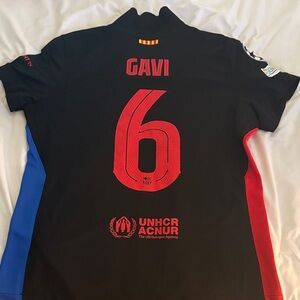 Women’s Gavi #6 FC Barcelona Black Red Soccer Jersey